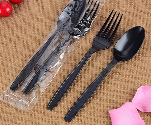 Individually wrapped black spoon fork Individually wrapped black spoon fork